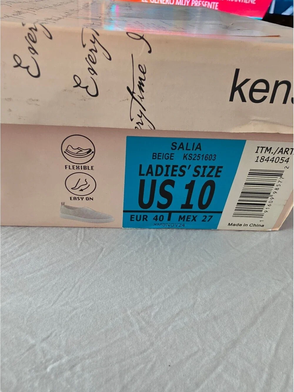 Kensie Salia Beige Slip-On Shoes, Ladies' Size US 10, Textile Upper and Lining,